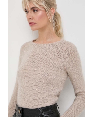 Marella sweter z domieszką wełny damski kolor beżowy