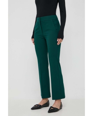 Marella spodnie damskie kolor zielony szerokie high waist