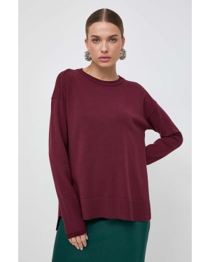Marella sweter damski kolor bordowy lekki