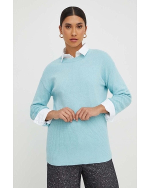 Marella sweter z domieszką wełny damski kolor turkusowy lekki