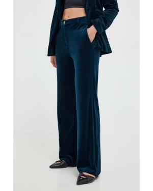 Marella spodnie damskie kolor turkusowy szerokie high waist