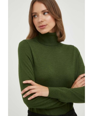 MICHAEL Michael Kors sweter wełniany damski kolor zielony lekki z golfem