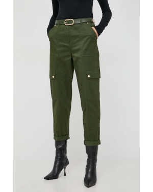 MICHAEL Michael Kors spodnie damskie kolor zielony proste high waist