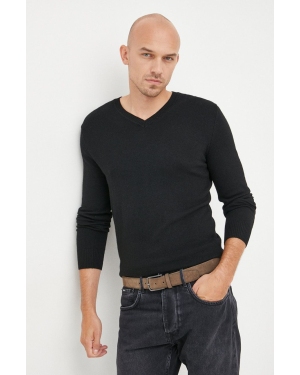 Sisley sweter z domieszką wełny męski kolor czarny lekki
