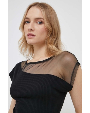 Sisley bluzka damska kolor czarny gładka