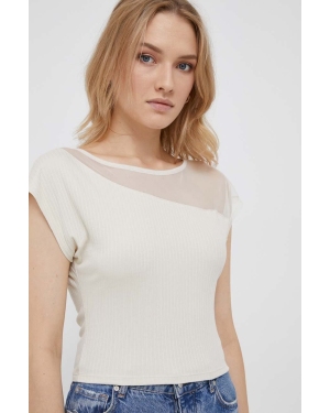 Sisley bluzka damska kolor beżowy gładka