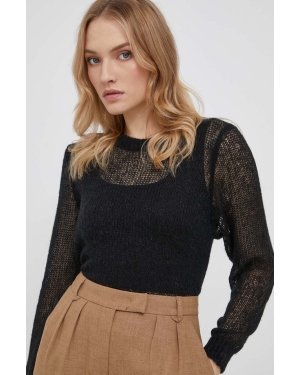 Sisley sweter z domieszką wełny damski kolor czarny lekki
