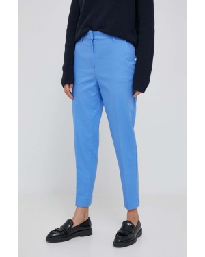Sisley spodnie damskie kolor niebieski fason cygaretki high waist