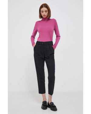 Sisley spodnie damskie kolor czarny proste high waist
