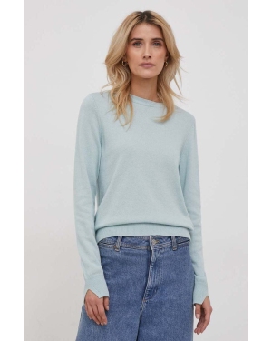 Sisley sweter z domieszką wełny damski kolor turkusowy lekki