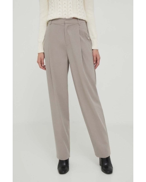 Sisley spodnie z domieszką wełny kolor beżowy proste high waist