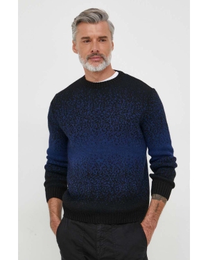 Sisley sweter z domieszką wełny męski kolor granatowy