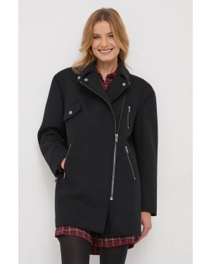 Sisley płaszcz z domieszką wełny kolor czarny przejściowy oversize