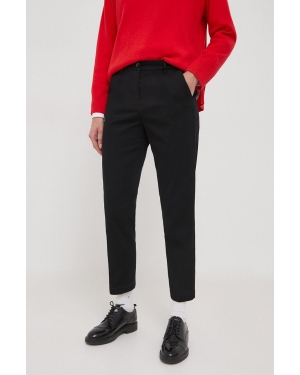Sisley spodnie damskie kolor czarny dopasowane medium waist