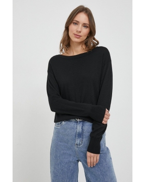 Sisley sweter wełniany damski kolor czarny lekki