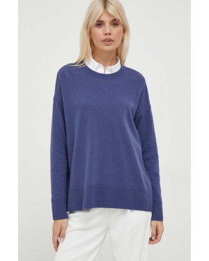 Sisley sweter wełniany damski kolor fioletowy lekki