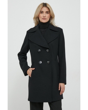 Sisley płaszcz z domieszką wełny kolor czarny przejściowy dwurzędowy