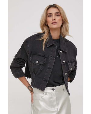Sisley kurtka jeansowa damska kolor czarny przejściowa oversize