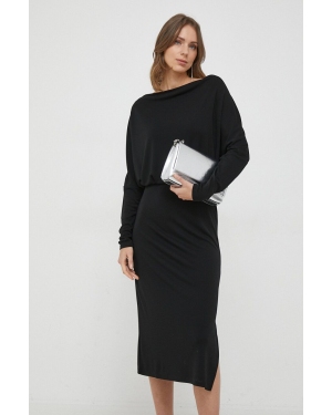 Sisley sukienka kolor czarny midi oversize