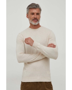 Sisley sweter z domieszką wełny męski kolor beżowy lekki