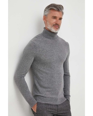Sisley sweter z domieszką wełny męski kolor szary lekki z golferm