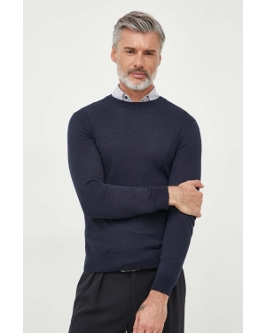 Sisley sweter wełniany męski kolor granatowy lekki