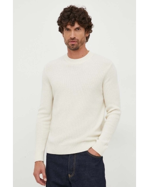 Sisley sweter wełniany męski kolor beżowy