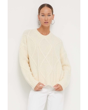 Superdry sweter z domieszką wełny damski kolor beżowy ciepły