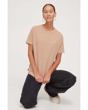 Superdry t-shirt bawełniany kolor beżowy