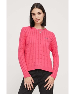 Superdry sweter bawełniany kolor różowy