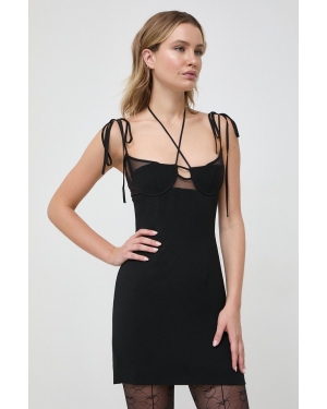 Bardot sukienka kolor czarny mini dopasowana