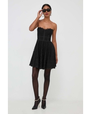 Bardot sukienka kolor czarny mini rozkloszowana