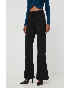 Bardot spodnie damskie kolor czarny dzwony high waist