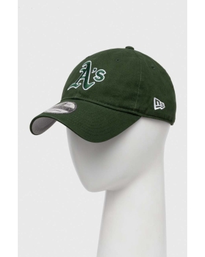 New Era czapka z daszkiem bawełniana kolor zielony z aplikacją OAKLAND ATHLETICS