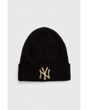 New Era czapka kolor czarny z grubej dzianiny NEW YORK YANKEES