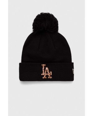 New Era czapka kolor czarny z grubej dzianiny LOS ANGELES DODGERS