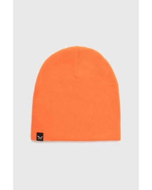 Salewa czapka Sella Ski kolor pomarańczowy z cienkiej dzianiny wełniana