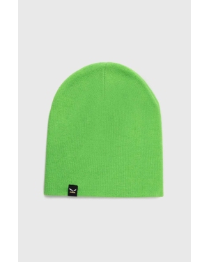 Salewa czapka Sella Ski kolor zielony z cienkiej dzianiny wełniana