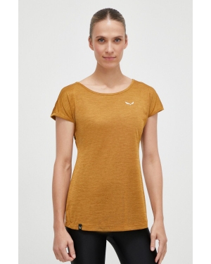 Salewa t-shirt sportowy Puez Melange kolor brązowy