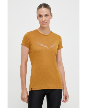 Salewa t-shirt sportowy Solidlogo kolor brązowy