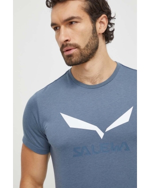 Salewa t-shirt sportowy Solidlogo kolor niebieski z nadrukiem