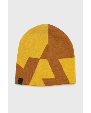 Salewa czapka kolor żółty wełniana
