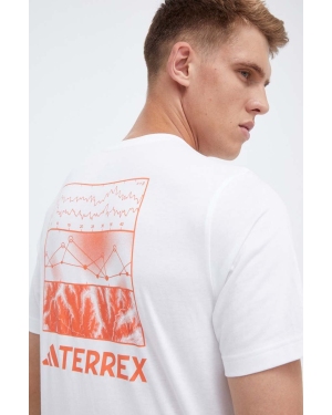adidas TERREX t-shirt Graphic Altitude męski kolor biały z nadrukiem