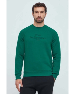 Peak Performance bluza męska kolor zielony z kapturem gładka