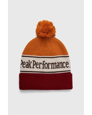 Peak Performance czapka kolor pomarańczowy z grubej dzianiny