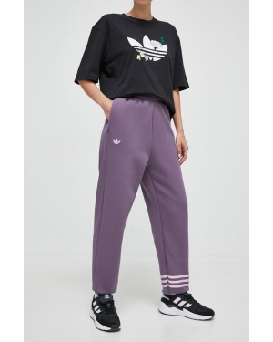 adidas Originals spodnie dresowe kolor fioletowy z aplikacją