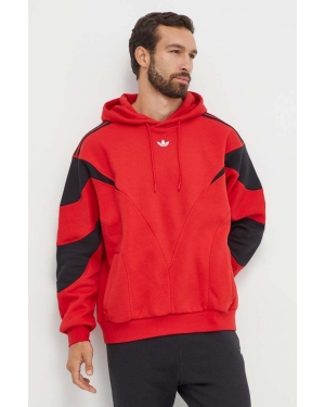 adidas Originals bluza męska kolor czerwony z kapturem wzorzysta
