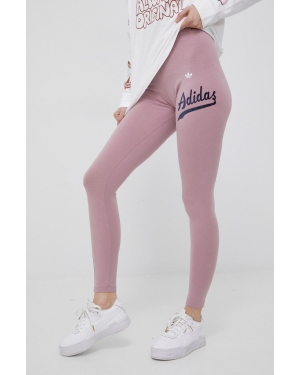 adidas Originals legginsy HD9775 damskie kolor różowy z aplikacją