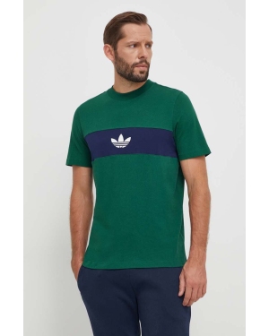 adidas Originals t-shirt bawełniany męski kolor zielony z nadrukiem