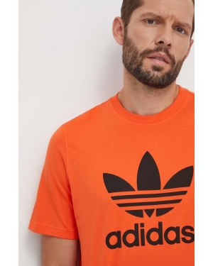 adidas Originals t-shirt bawełniany męski kolor pomarańczowy z nadrukiem